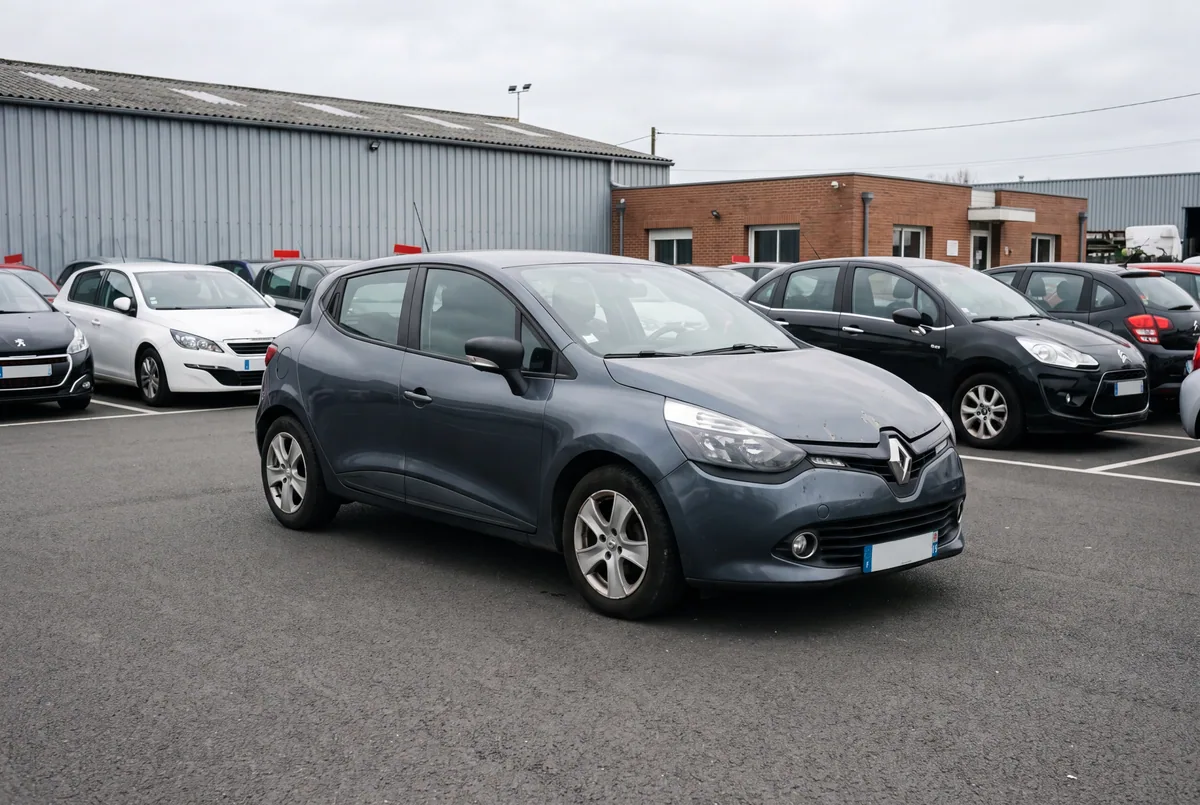 Renault Clio IV 1.5 dCi grise d’occasion présentée sur le parc de Casse Auto Tessier